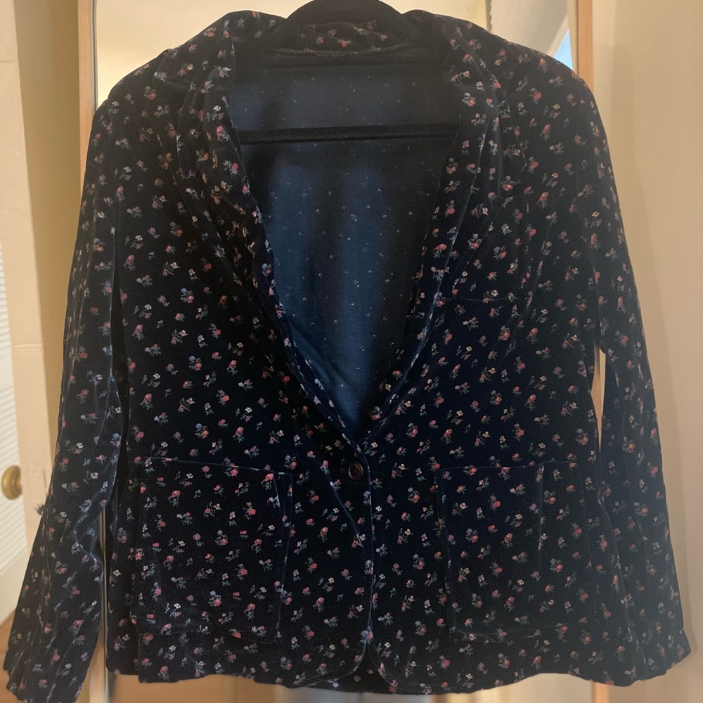 Vintage Velvet Floral Blazer